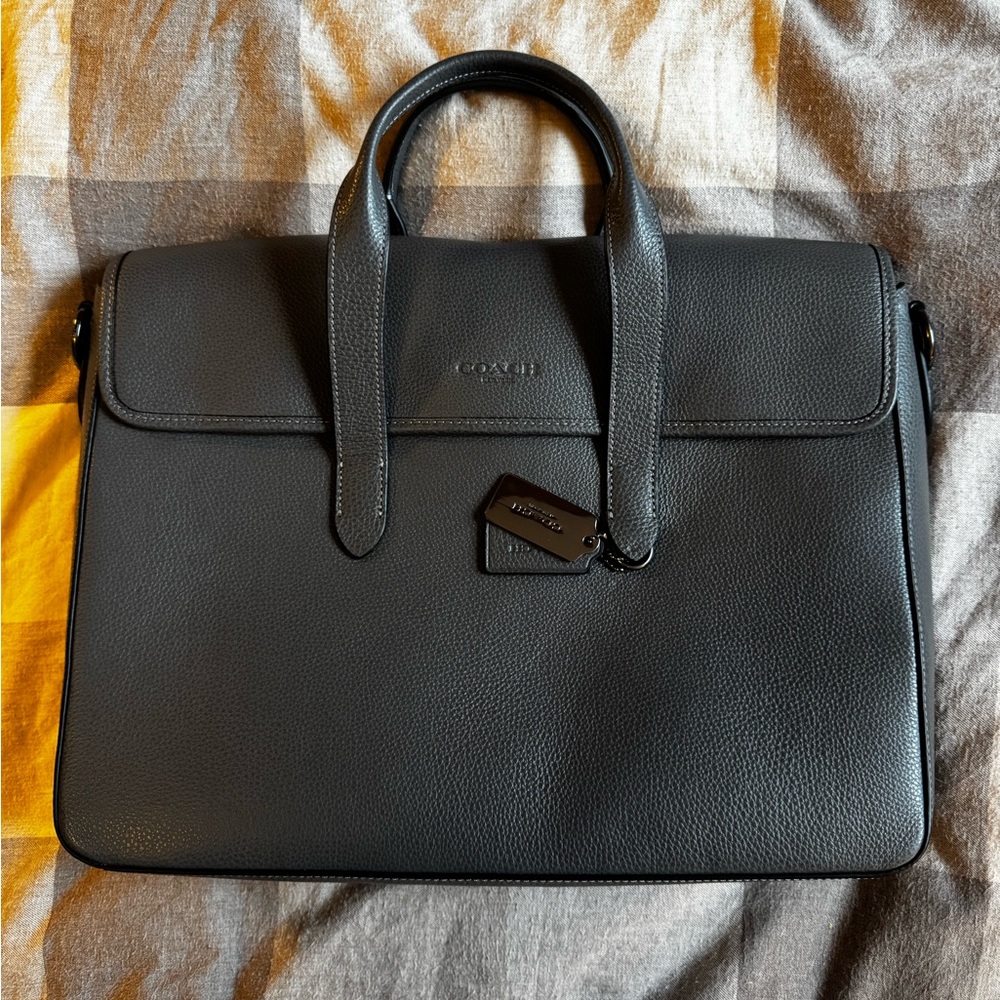Coach Sullivan Brief Leather Briefcase (Graphite / Charcoal)